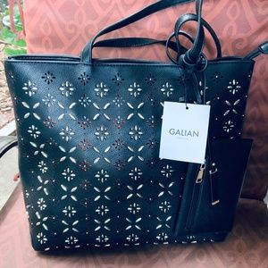 BLACK SIL STUDDED OPENWORK DESIGN BAG/TOTE ⭐️HANDBAG 2 Pc Set NWT ❤️LIGHTWEIGHT